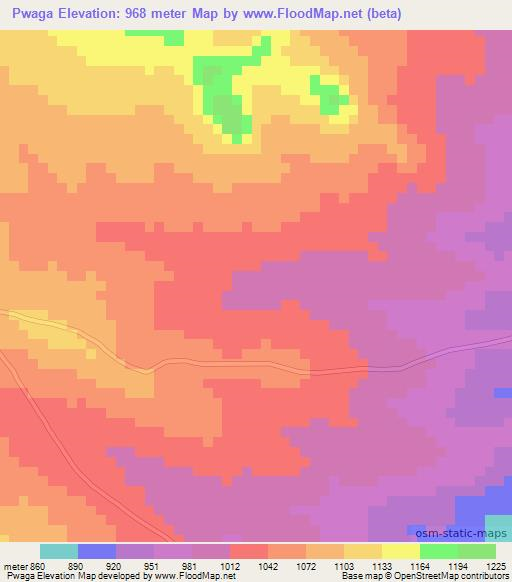 Pwaga,Tanzania Elevation Map