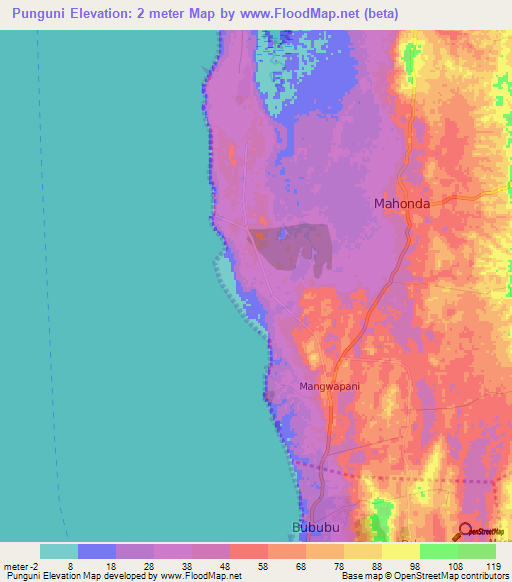 Punguni,Tanzania Elevation Map