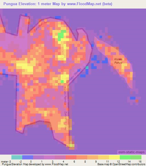 Pungua,Tanzania Elevation Map