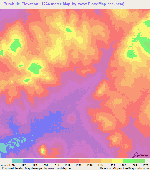 Pumbule,Tanzania Elevation Map