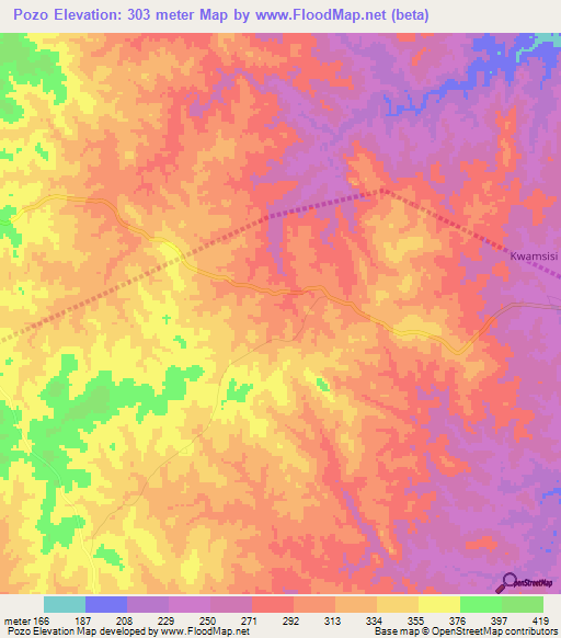 Pozo,Tanzania Elevation Map