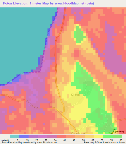 Potoa,Tanzania Elevation Map