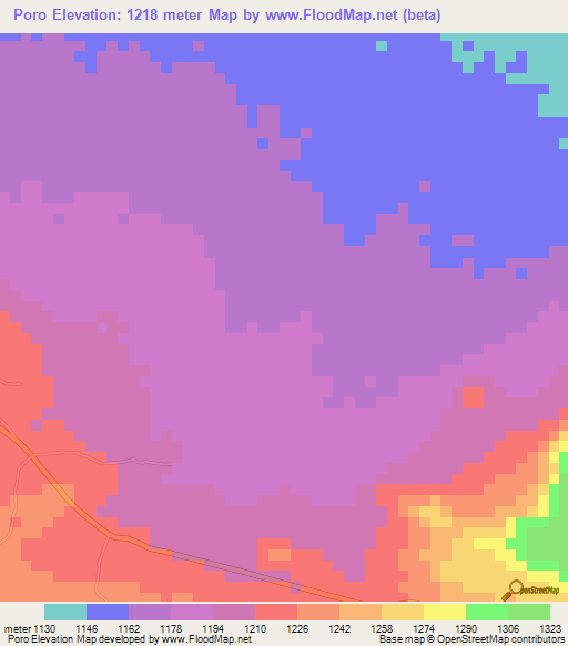 Poro,Tanzania Elevation Map