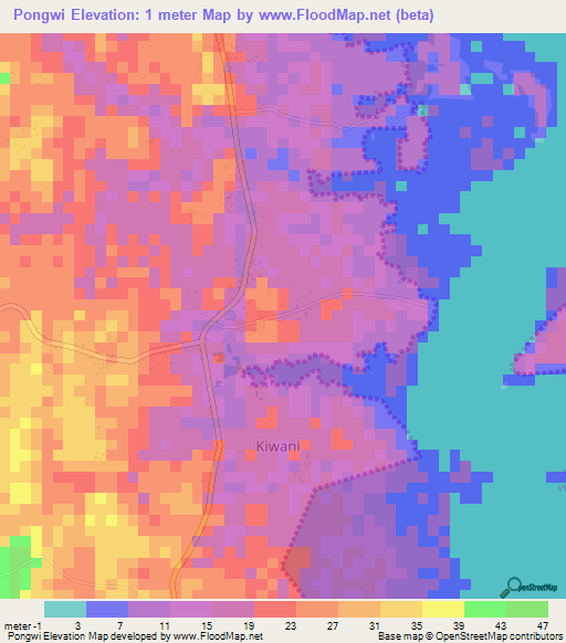 Pongwi,Tanzania Elevation Map