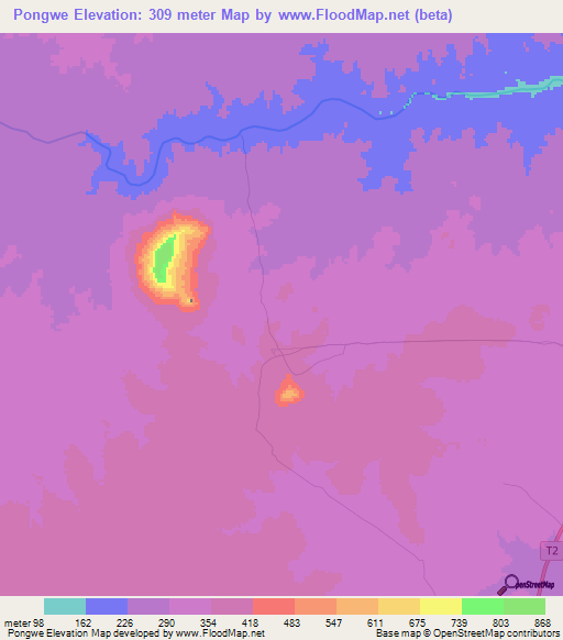 Pongwe,Tanzania Elevation Map