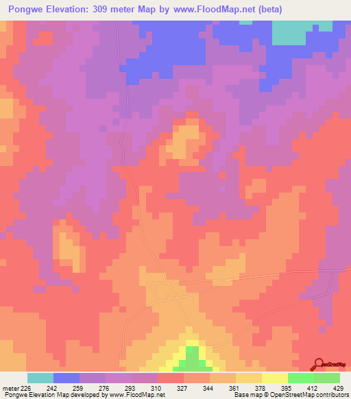 Pongwe,Tanzania Elevation Map