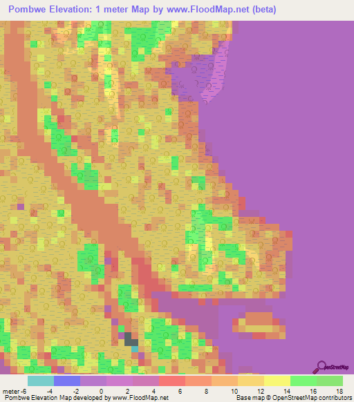 Pombwe,Tanzania Elevation Map