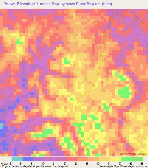 Pogwe,Tanzania Elevation Map