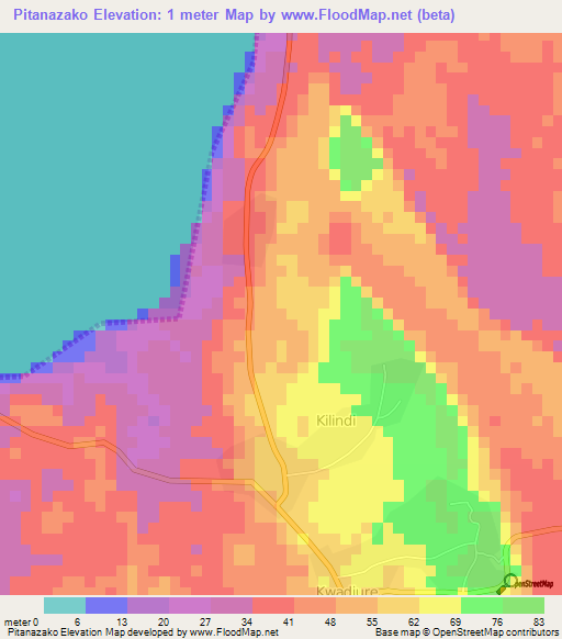 Pitanazako,Tanzania Elevation Map