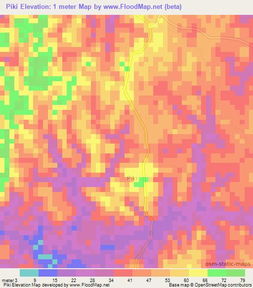 Piki,Tanzania Elevation Map