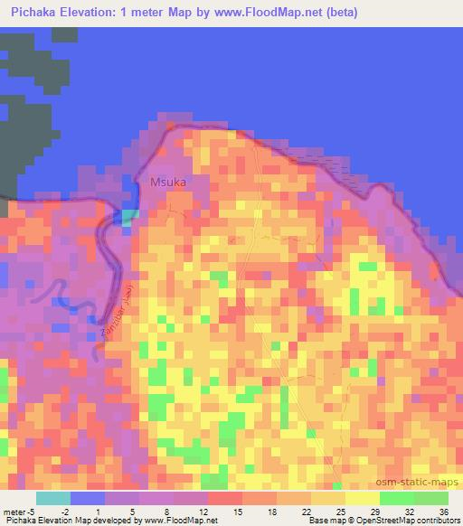 Pichaka,Tanzania Elevation Map