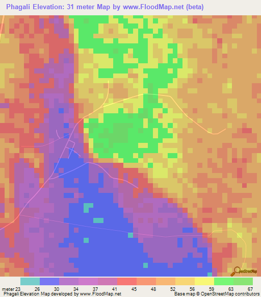 Phagali,Tanzania Elevation Map