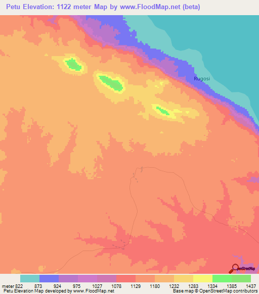 Petu,Tanzania Elevation Map