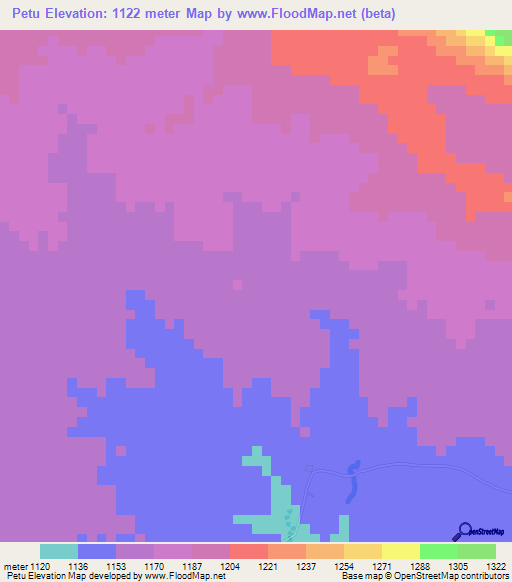 Petu,Tanzania Elevation Map