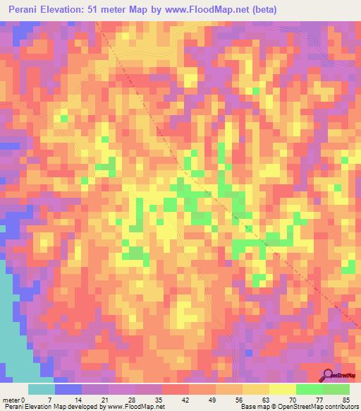 Perani,Tanzania Elevation Map