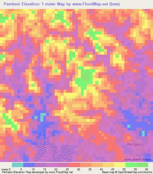 Pembeni,Tanzania Elevation Map