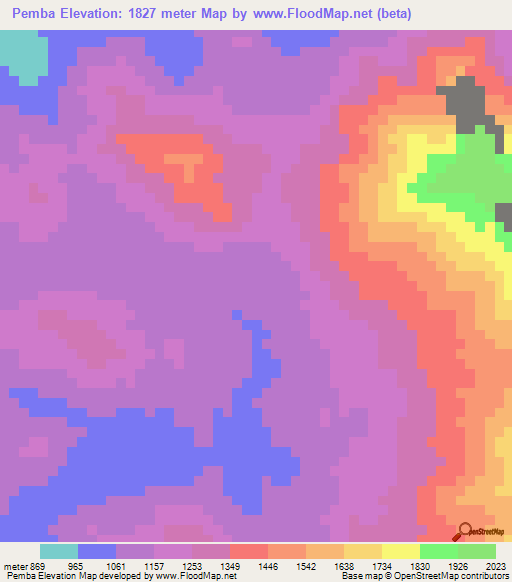 Pemba,Tanzania Elevation Map