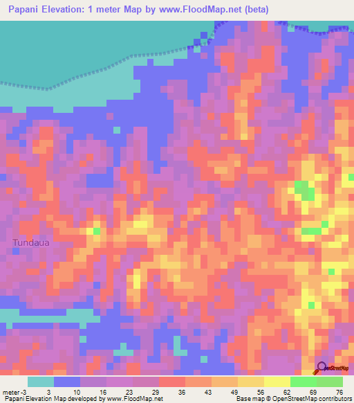 Papani,Tanzania Elevation Map