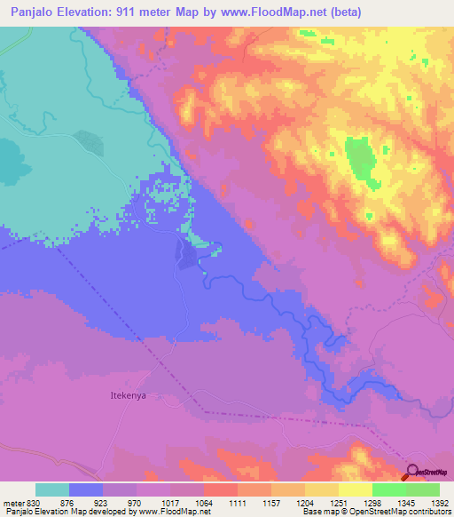 Panjalo,Tanzania Elevation Map