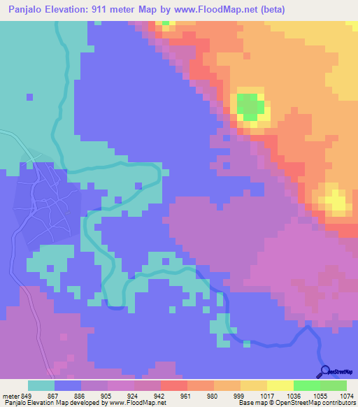 Panjalo,Tanzania Elevation Map