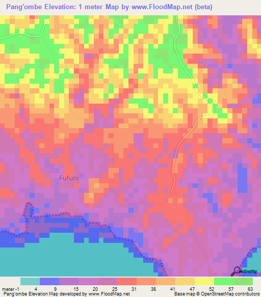 Pang'ombe,Tanzania Elevation Map