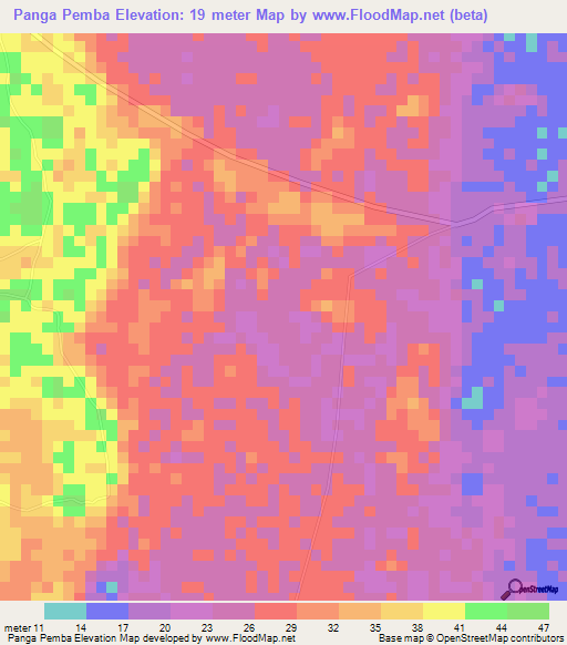 Panga Pemba,Tanzania Elevation Map