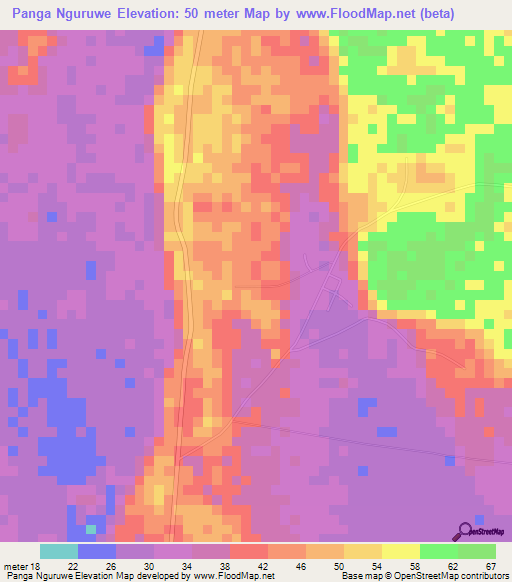 Panga Nguruwe,Tanzania Elevation Map