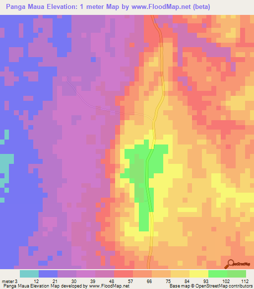 Panga Maua,Tanzania Elevation Map