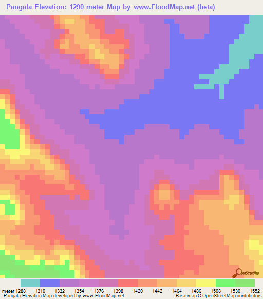 Pangala,Tanzania Elevation Map