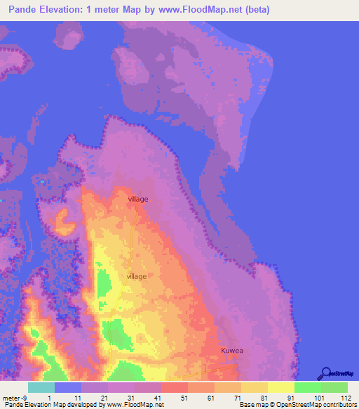 Pande,Tanzania Elevation Map