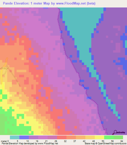 Pande,Tanzania Elevation Map