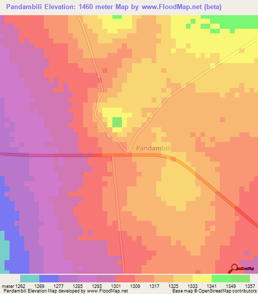 Pandambili,Tanzania Elevation Map