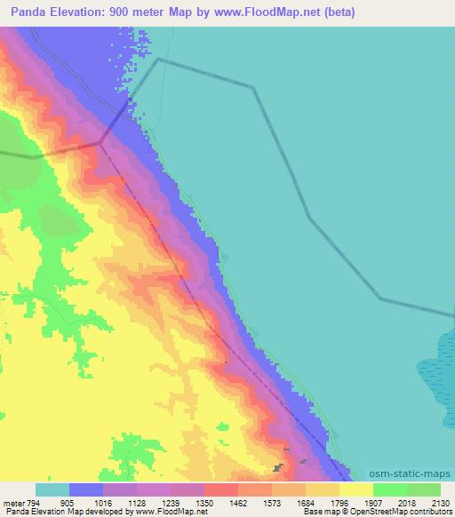 Panda,Tanzania Elevation Map