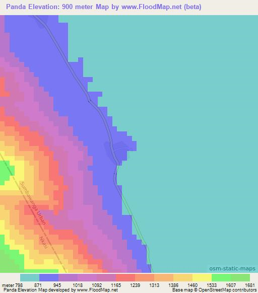 Panda,Tanzania Elevation Map