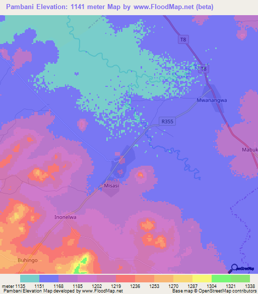 Pambani,Tanzania Elevation Map