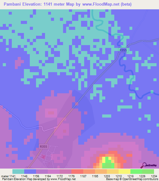 Pambani,Tanzania Elevation Map