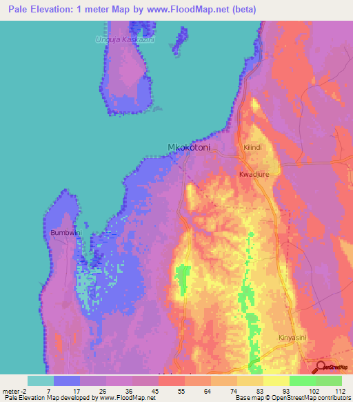 Pale,Tanzania Elevation Map