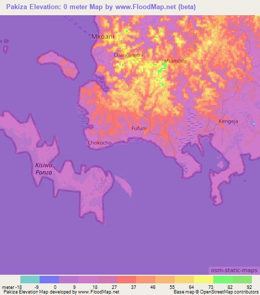 Pakiza,Tanzania Elevation Map