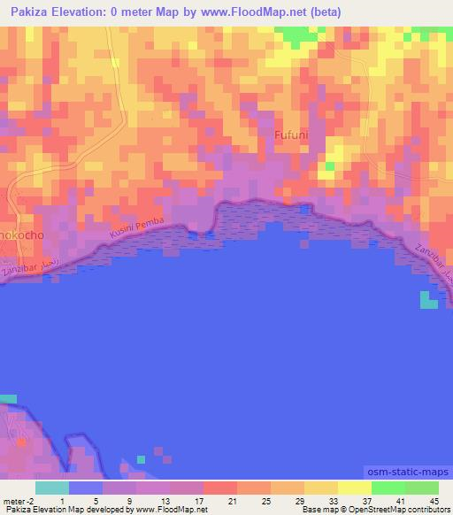 Pakiza,Tanzania Elevation Map