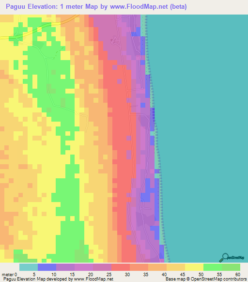 Paguu,Tanzania Elevation Map