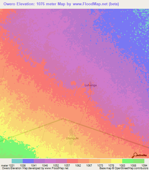 Owero,Tanzania Elevation Map