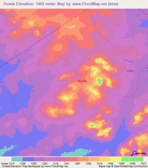 Ovada,Tanzania Elevation Map