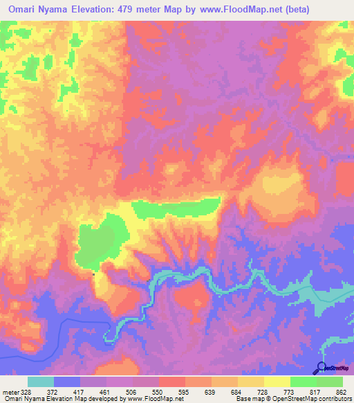 Omari Nyama,Tanzania Elevation Map