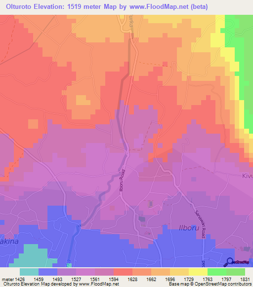 Olturoto,Tanzania Elevation Map