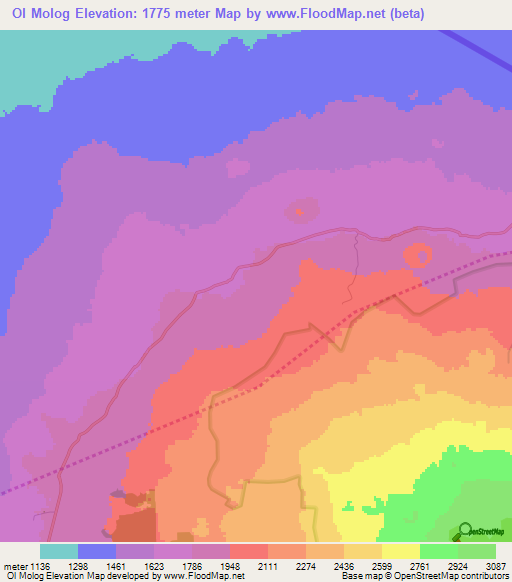 Ol Molog,Tanzania Elevation Map