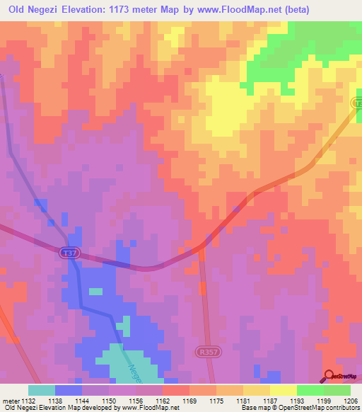 Old Negezi,Tanzania Elevation Map