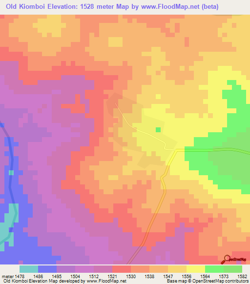 Old Kiomboi,Tanzania Elevation Map