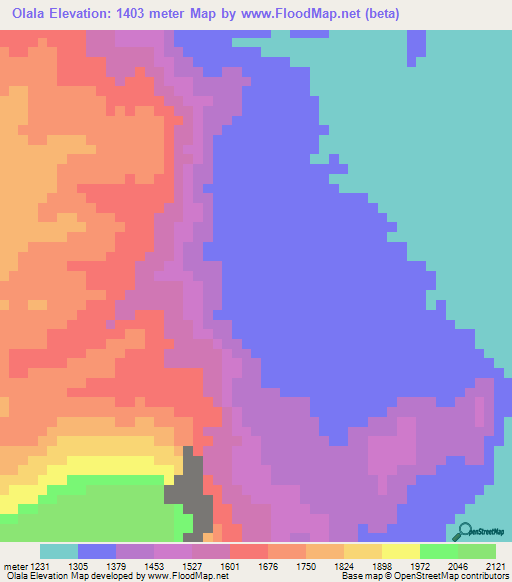 Olala,Tanzania Elevation Map