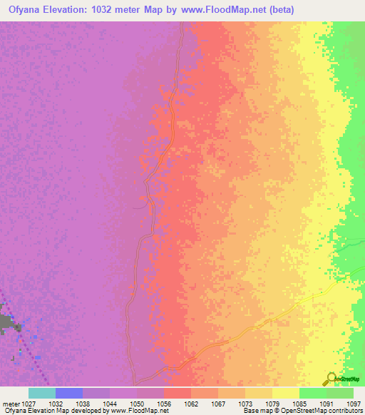 Ofyana,Tanzania Elevation Map