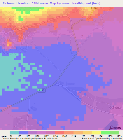 Ochuna,Tanzania Elevation Map